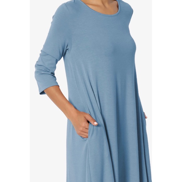 โ๏ธMIDI SWING DRESS IN TITANIUM BLUE - Picture 5 of 7